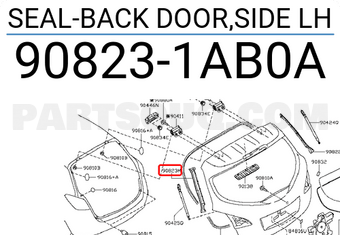 Nissan 908231AB0A SEAL-BACK DOOR,SIDE LH