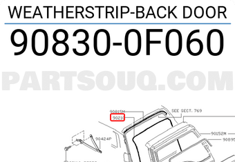 Nissan 908300F060 WEATHERSTRIP-BACK DOOR
