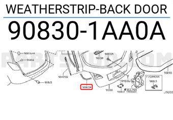 Nissan 908301AA0A WEATHERSTRIP-BACK DOOR