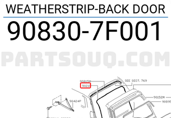 Nissan 908307F001 WEATHERSTRIP-BACK DOOR
