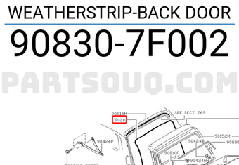 Nissan 908307F002 WEATHERSTRIP-BACK DOOR