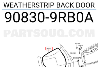 Nissan 908309RB0A WEATHERSTRIP BACK DOOR