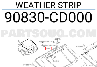 Nissan 90830CD000 WEATHER STRIP