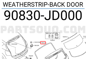Nissan 90830JD000 WEATHERSTRIP-BACK DOOR