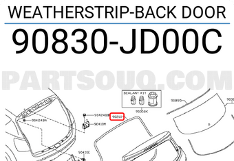 Nissan 90830JD00C WEATHERSTRIP-BACK DOOR