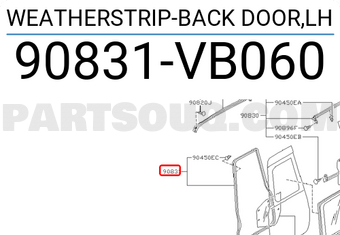 Nissan 90831VB060 WEATHERSTRIP-BACK DOOR,LH