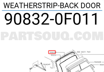 Nissan 908320F011 WEATHERSTRIP-BACK DOOR