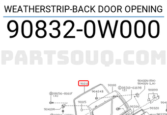 Nissan 908320W000 WEATHERSTRIP-BACK DOOR OPENING