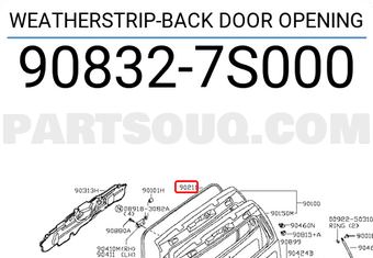 Nissan 908327S000 WEATHERSTRIP-BACK DOOR OPENING