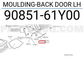 Nissan 9085161Y00 MOULDING-BACK DOOR LH