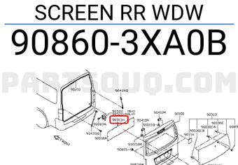Nissan 908603XA0B SCREEN RR WDW