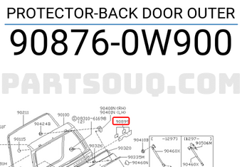 Nissan 908760W900 PROTECTOR-BACK DOOR OUTER