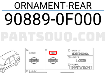 Nissan 908890F000 ORNAMENT-REAR