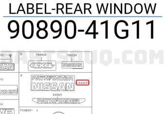 Nissan 9089041G11 LABEL-REAR WINDOW