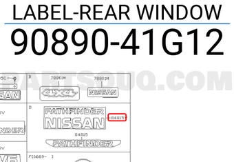 Nissan 9089041G12 LABEL-REAR WINDOW