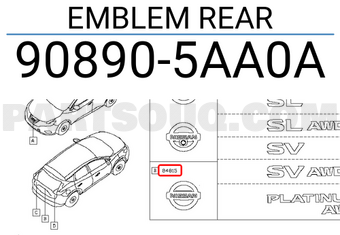 Nissan 908905AA0A EMBLEM REAR