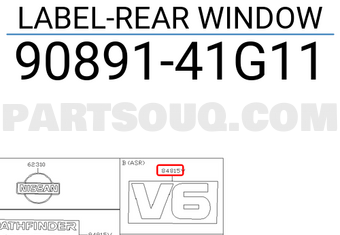 Nissan 9089141G11 LABEL-REAR WINDOW