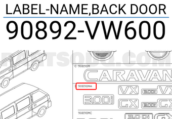 Nissan 90892VW600 LABEL-NAME,BACK DOOR
