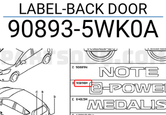 Nissan 908935WK0A LABEL-BACK DOOR