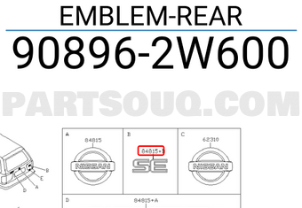 Nissan 908962W600 EMBLEM-REAR