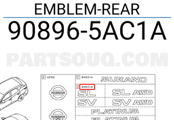 Nissan 908965AC1A EMBLEM-REAR