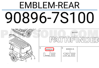 Nissan 908967S100 EMBLEM-REAR