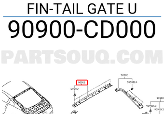 Nissan 90900CD000 FIN-TAIL GATE U