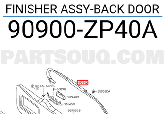 Nissan 90900ZP40A FINISHER ASSY-BACK DOOR