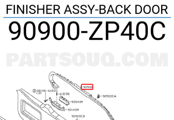 Nissan 90900ZP40C FINISHER ASSY-BACK DOOR