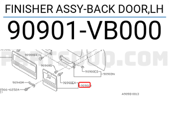 Nissan 90901VB000 FINISHER ASSY-BACK DOOR,LH