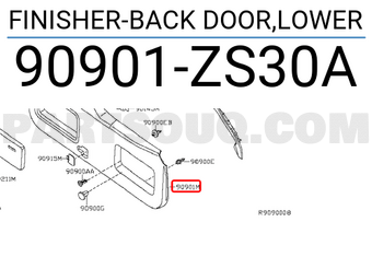 Nissan 90901ZS30A FINISHER-BACK DOOR,LOWER