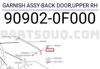 Nissan 909020F000 GARNISH ASSY-BACK DOOR,UPPER RH