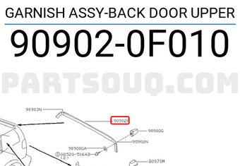 Nissan 909020F010 GARNISH ASSY-BACK DOOR UPPER