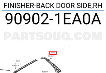 Nissan 909021EA0A FINISHER-BACK DOOR SIDE,RH