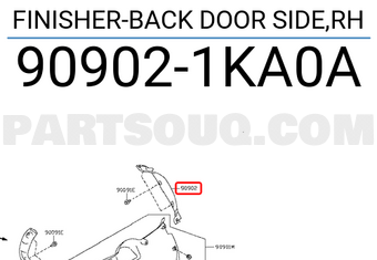 Nissan 909021KA0A FINISHER-BACK DOOR SIDE,RH