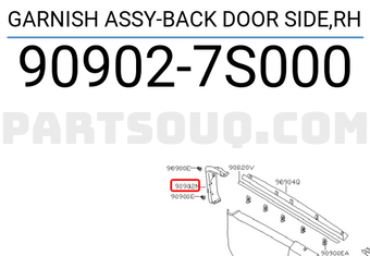 Nissan 909027S000 GARNISH ASSY-BACK DOOR SIDE,RH