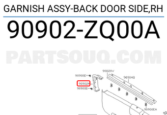 Nissan 90902ZQ00A GARNISH ASSY-BACK DOOR SIDE,RH