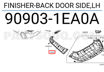 Nissan 909031EA0A FINISHER-BACK DOOR SIDE,LH