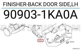 Nissan 909031KA0A FINISHER-BACK DOOR SIDE,LH