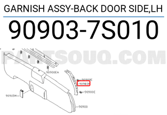 Nissan 909037S010 GARNISH ASSY-BACK DOOR SIDE,LH