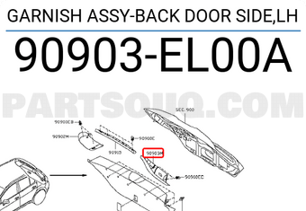 Nissan 90903EL00A GARNISH ASSY-BACK DOOR SIDE,LH