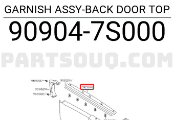 Nissan 909047S000 GARNISH ASSY-BACK DOOR TOP