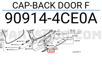 Nissan 909144CE0A CAP-BACK DOOR F
