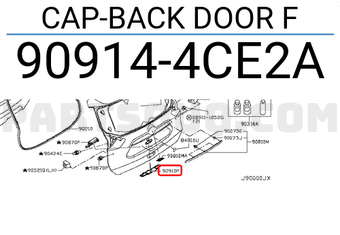 Nissan 909144CE2A CAP-BACK DOOR F
