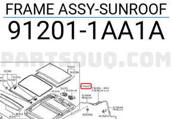 Nissan 912011AA1A FRAME ASSY-SUNROOF