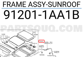 Nissan 912011AA1B FRAME ASSY-SUNROOF