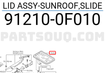 Nissan 912100F010 LID ASSY-SUNROOF,SLIDE