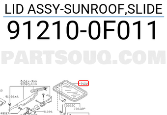 Nissan 912100F011 LID ASSY-SUNROOF,SLIDE