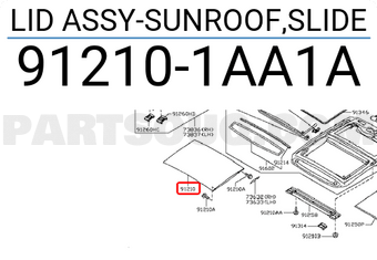 Nissan 912101AA1A LID ASSY-SUNROOF,SLIDE