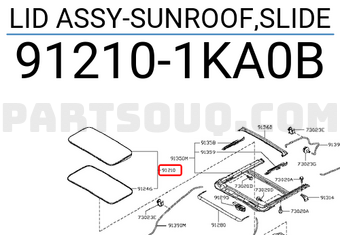 Nissan 912101KA0B LID ASSY-SUNROOF,SLIDE